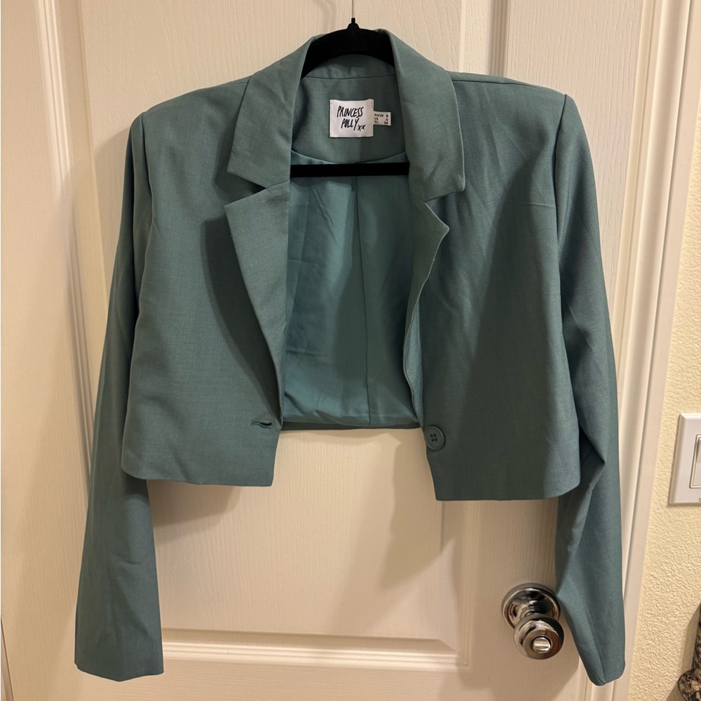 cropped sea green blazer from princess polly size 4